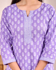 Women Lavender Printed Straight Tunic