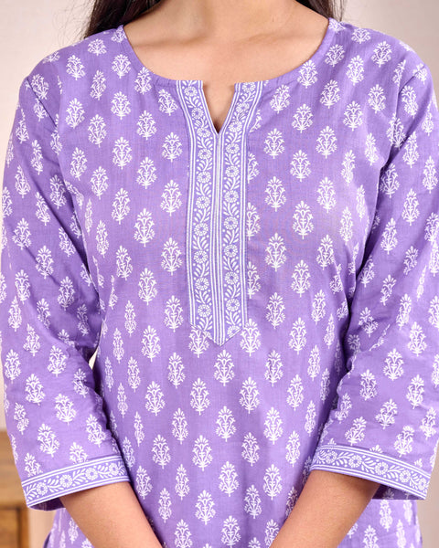 Women Lavender Printed Straight Tunic