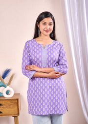 Women Lavender Printed Straight Tunic