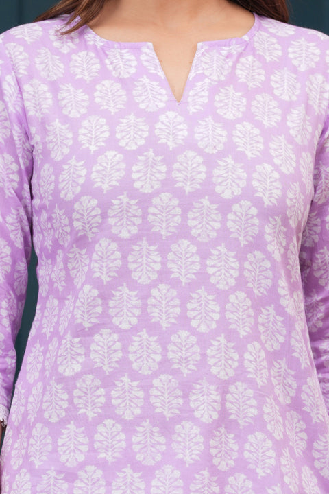 Women Lavender Printed Straight Tunic