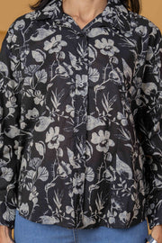 Women Black Printed Shirt Style Top