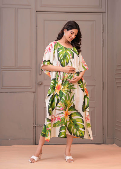 Multicolour Printed Kaftaan Maternity Dress for Women