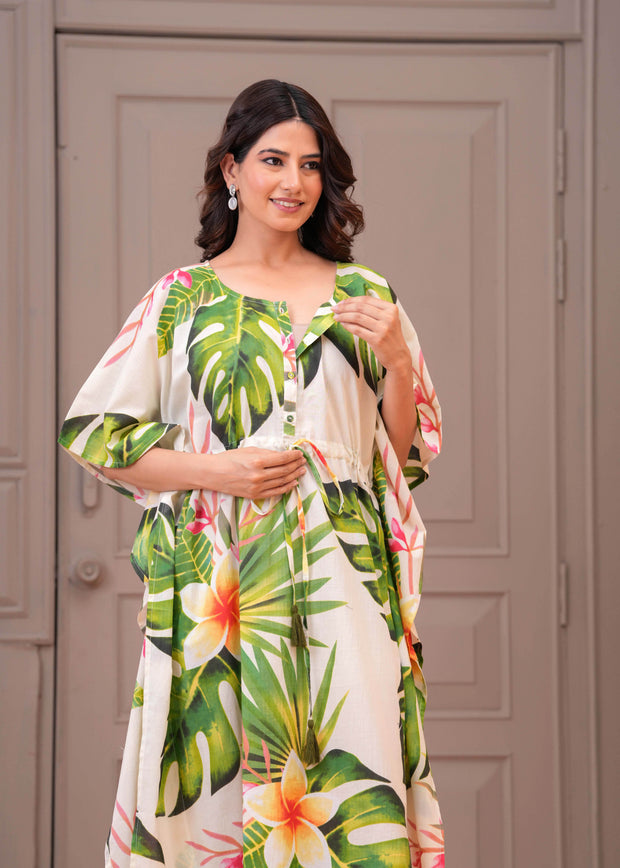 Multicolour Printed Kaftaan Maternity Dress for Women