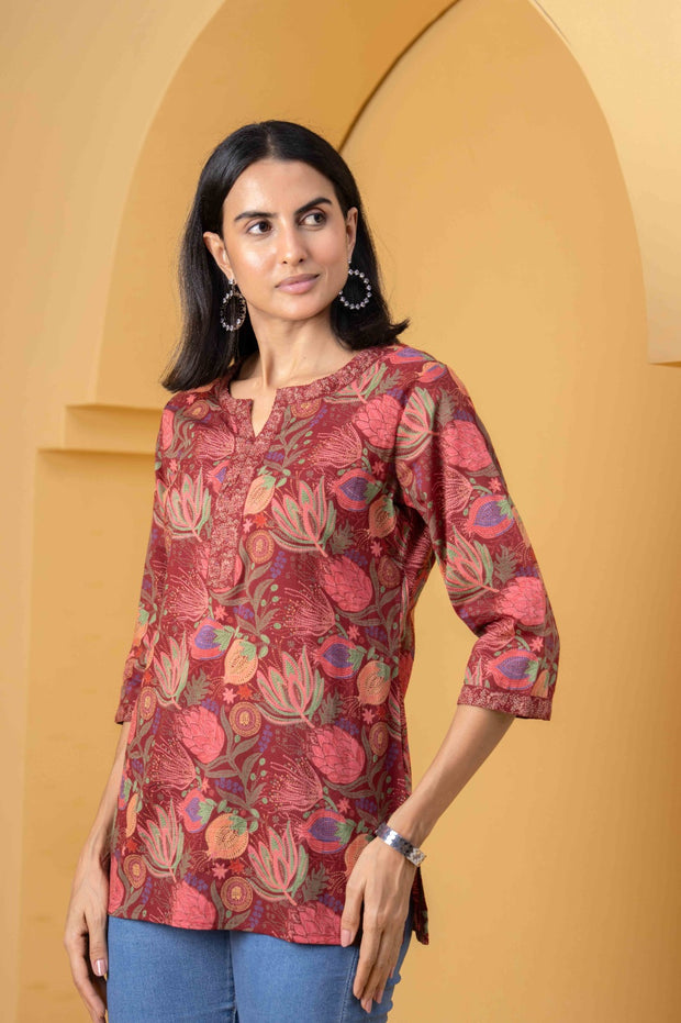 Floral Printed Straight Tunic for Women