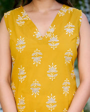 Yellow Sleeveless Kurta Set with Dupatta