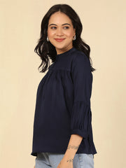 Navy Blue Solid Top for Women