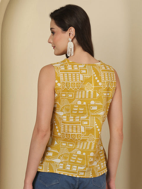 Yellow Sleeveless Top for Women