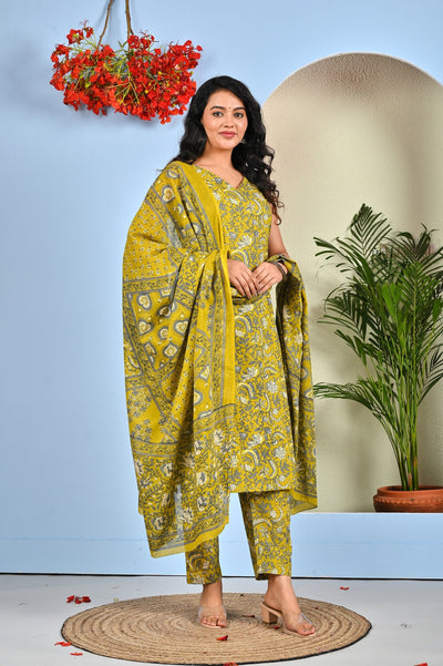 Floral Printed Kurta Set with Dupatta for Women