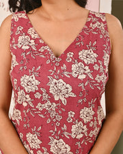 Mauve Floral Printed Kurta Set with Dupatta for Women