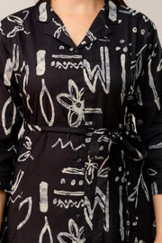 Black Printed Dress fro Women