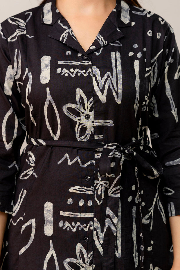 Black Printed Dress fro Women