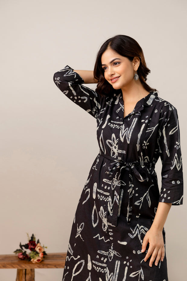Black Printed Dress fro Women