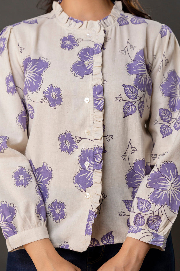 Off White Printed Top for Women