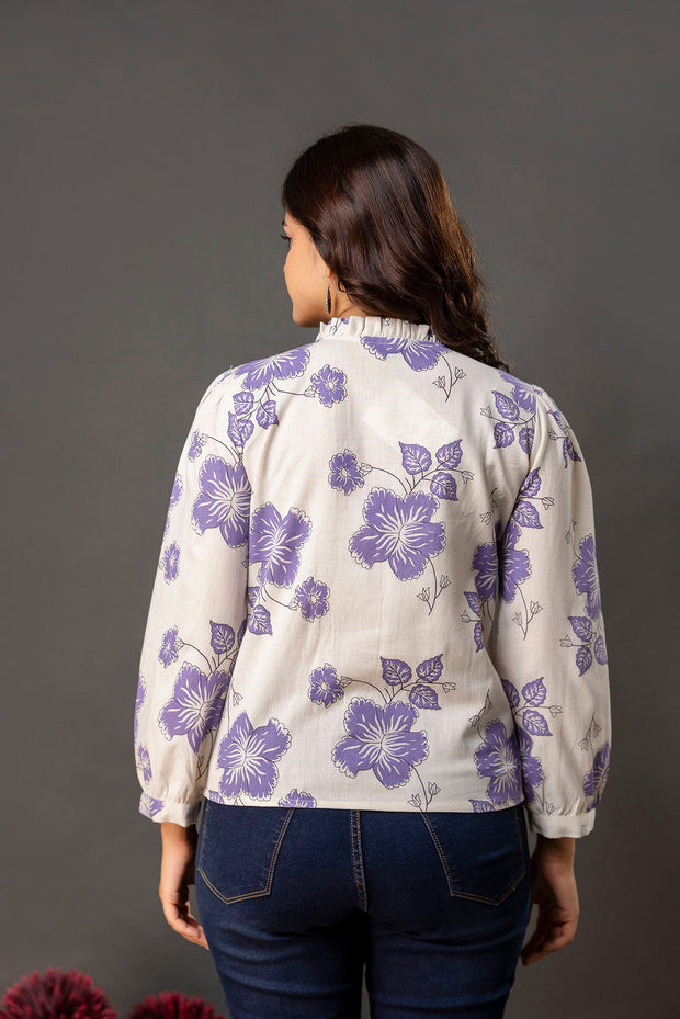 Off White Printed Top for Women