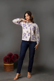 Off White Printed Top for Women
