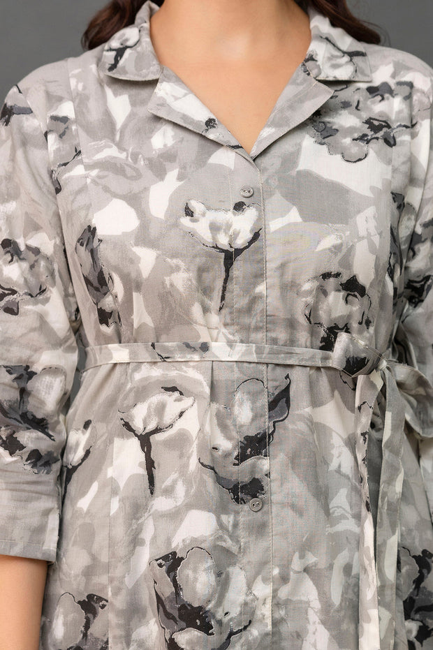 Grey Printed Dress fro Women