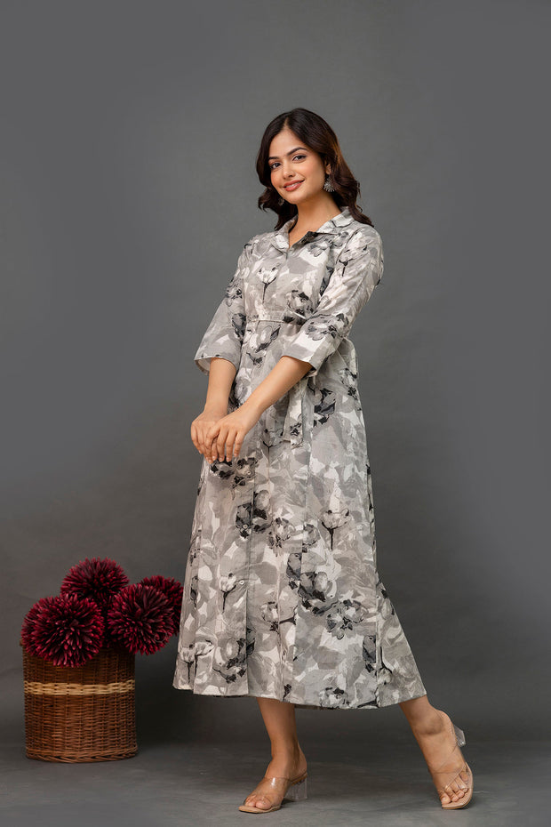 Grey Printed Dress fro Women