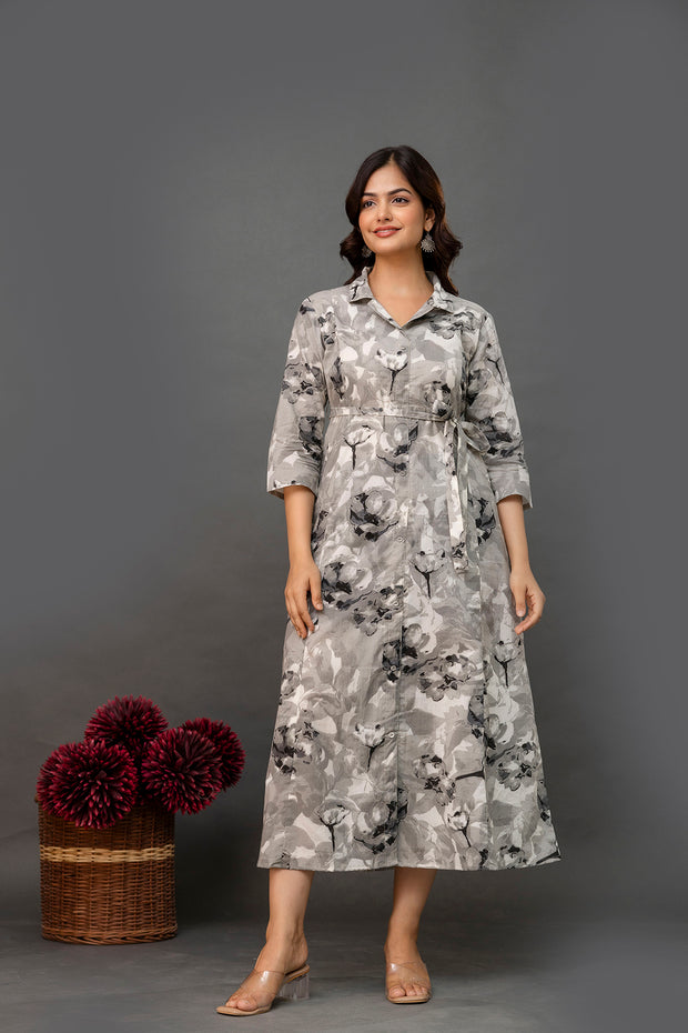Grey Printed Dress fro Women