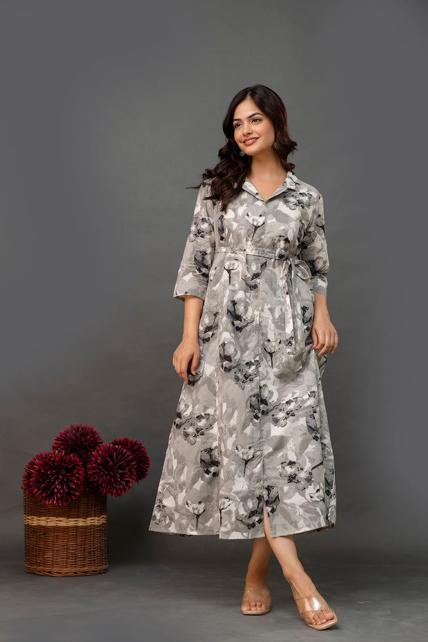 Grey Printed Dress fro Women