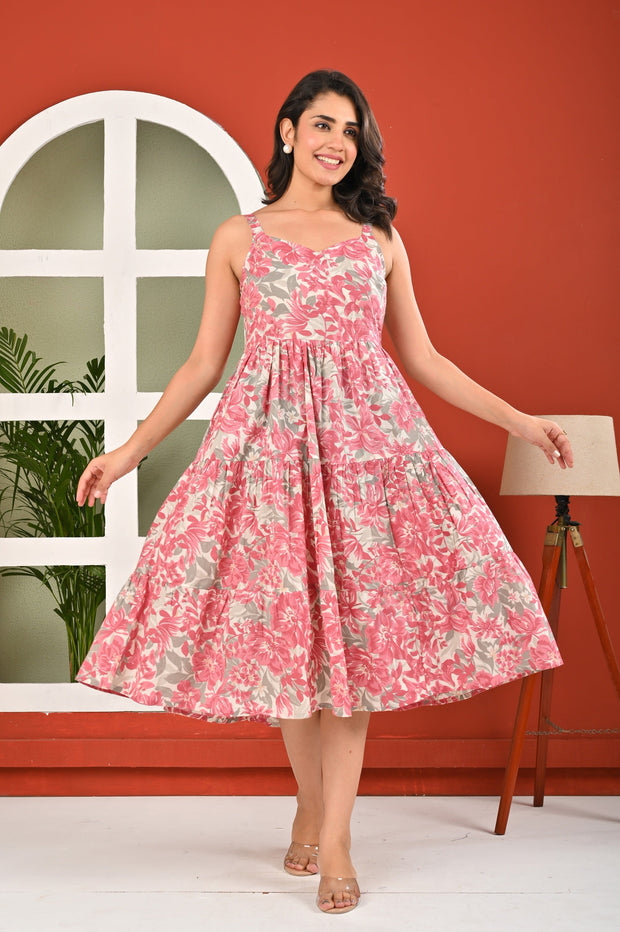 Pink Printed Dress for Women