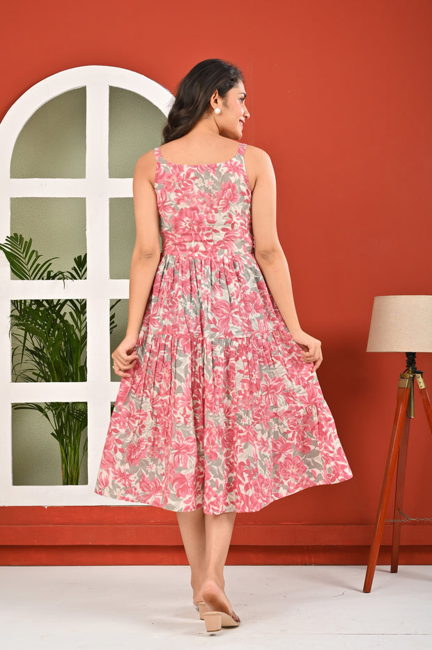 Pink Printed Dress for Women