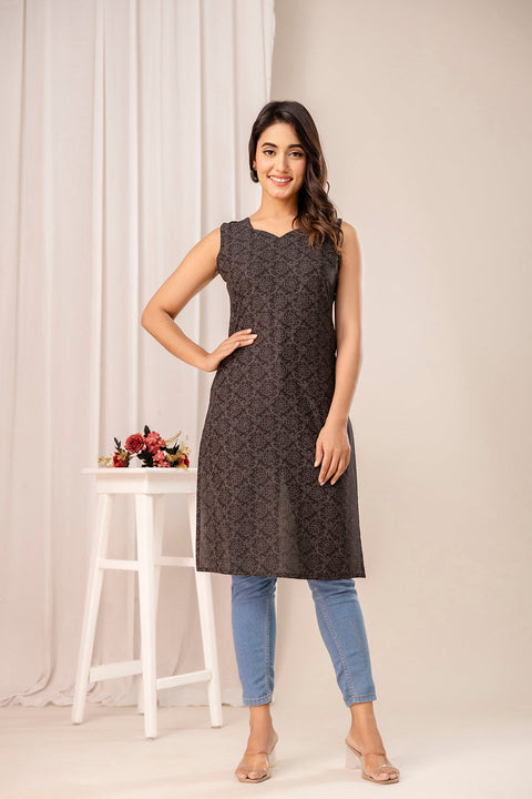 Black Printed Kurta for Women