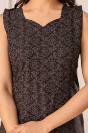 Black Printed Kurta for Women