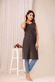 Black Printed Kurta for Women