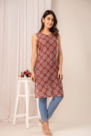 Maroon Printed Kurta for Women