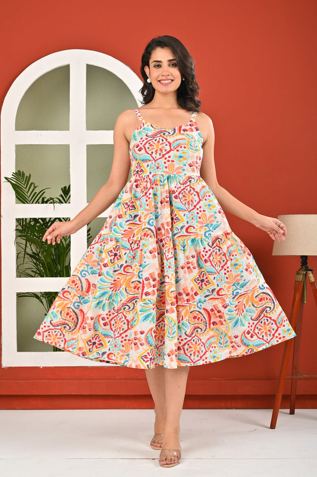 Multicolor Printed Dress for Women