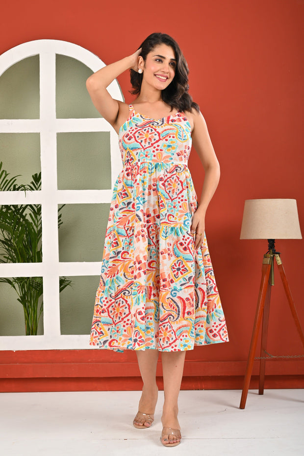 Multicolor Printed Dress for Women