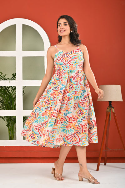 Multicolor Printed Dress for Women