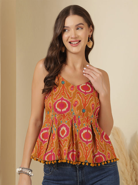 Multicolor Printed Sleeveless Top for Women