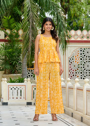 Yellow Printed Co-Ord Set for Women