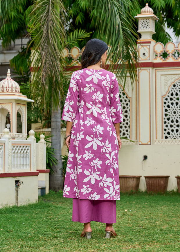 Mauve Printed Co-Ord Set for Women