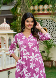 Mauve Printed Co-Ord Set for Women