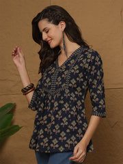 Blue Printed Top for Women