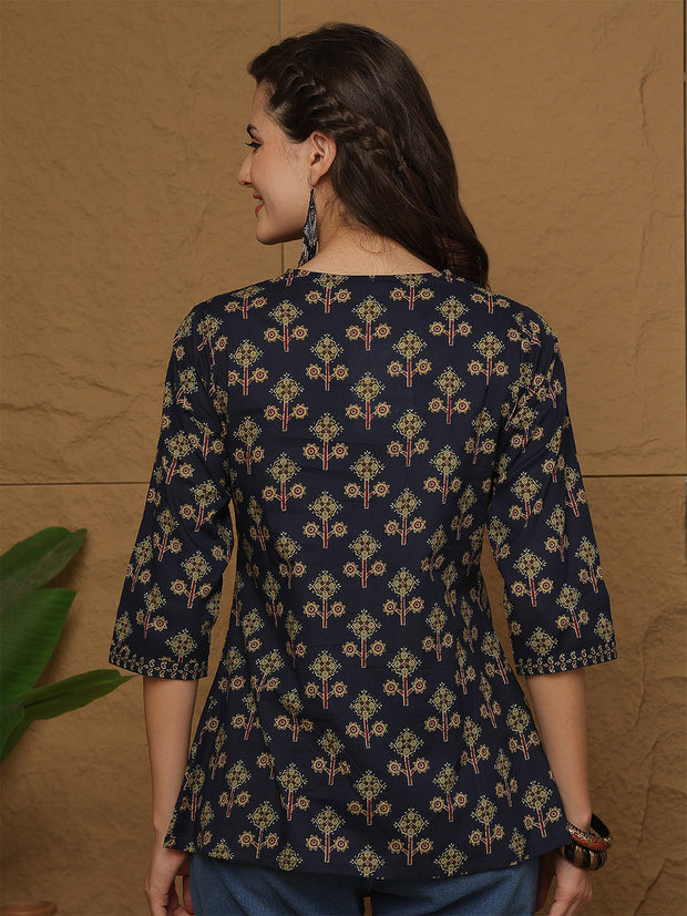 Blue Printed Top for Women