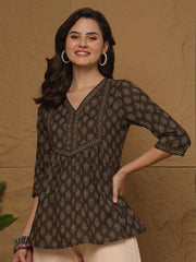 Brown Printed Top for Women