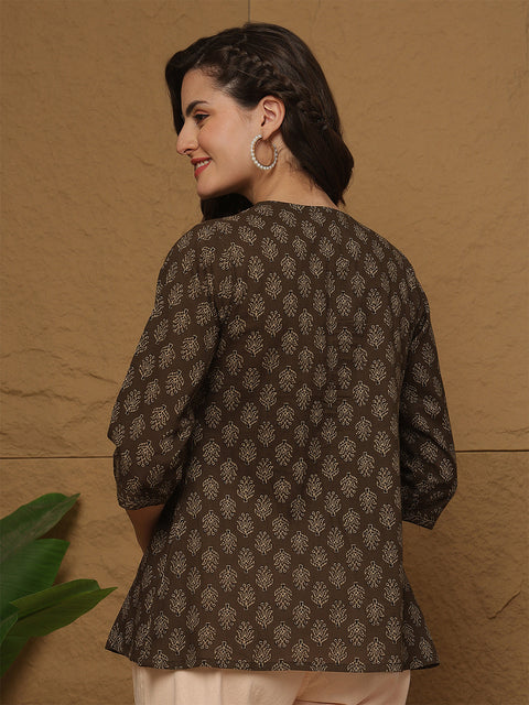 Brown Printed Top for Women