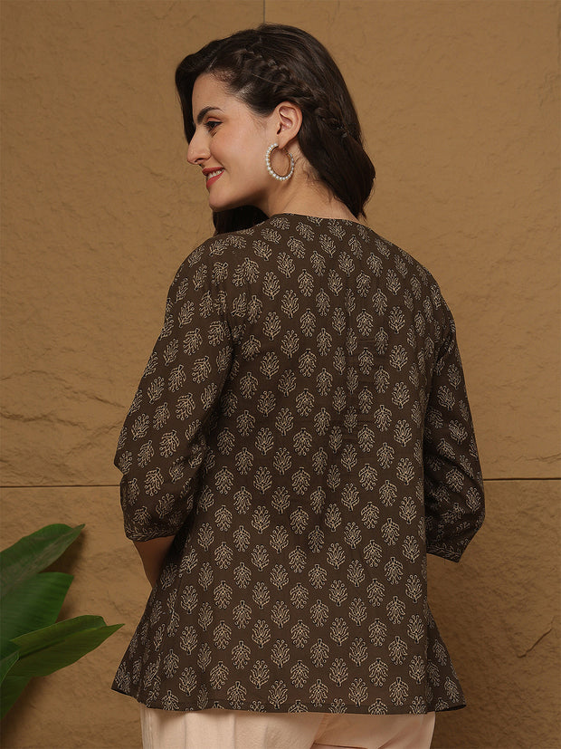 Brown Printed Top for Women