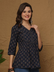 Blue Printed Top for Women