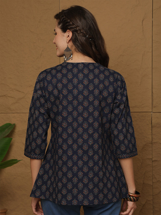 Blue Printed Top for Women