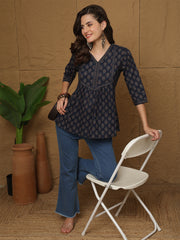Blue Printed Top for Women