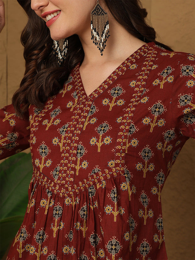 Maroon Printed Top for Women