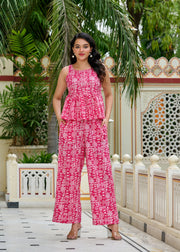 Pink Printed Co-Ord Set for Women