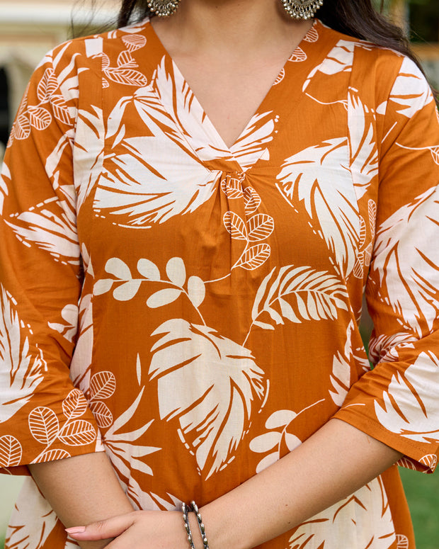 Rust Printed Co-Ord Set for Women