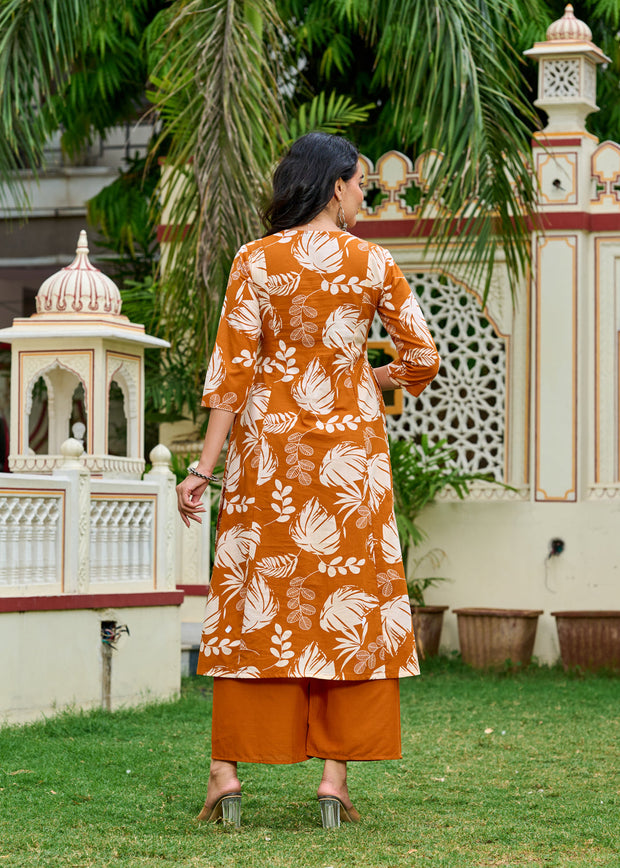 Rust Printed Co-Ord Set for Women