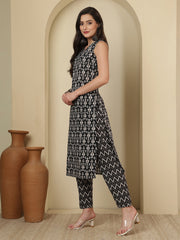 Black Printed Kurta Set for Women