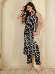 Black Printed Kurta Set for Women